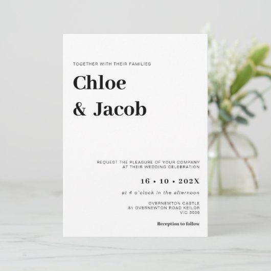 Serifモダンフォント結婚の最小値 招待状 (スタンド正面)