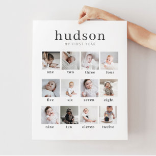 Serif 1st Year 12 Photo Collage with Monthsポスター ポスター