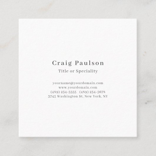 Serif Font Professional Plain Matte Paper スクエア名刺 (正面)