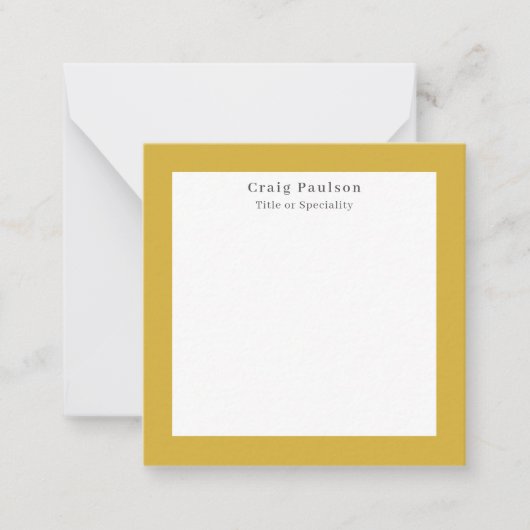 Serif Font Simple Professional Plain Gold White ノートカード (正面)