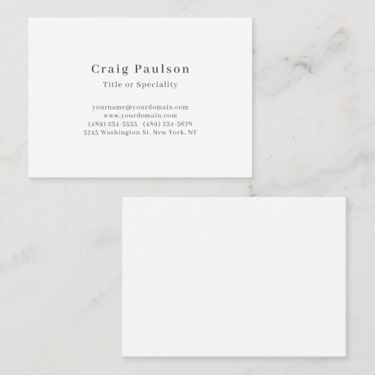 Serif Font Simple Professional Plain Matte Paper 名刺 (正面/裏面)