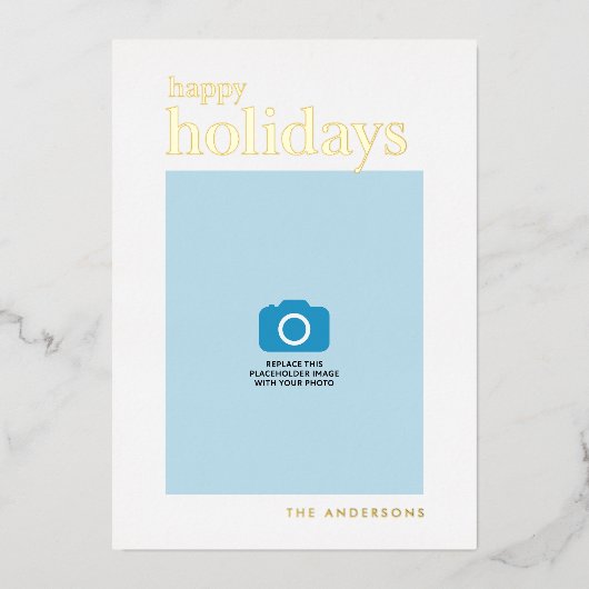 Serif Happy Holidaysの写真 箔シーズンカード (正面)