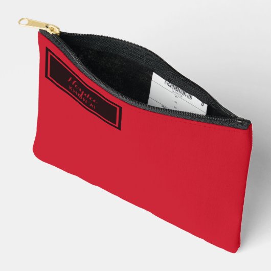 Serious Classic Minimal Simple Red アクセサリーポーチ (見開き)