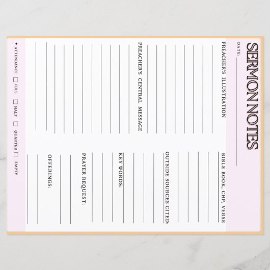 Sermonノートのワークシート (裏面)