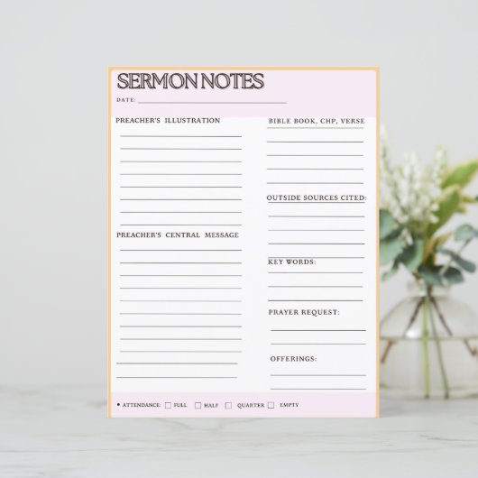 Sermonノートのワークシート (スタンド正面)