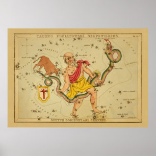 Serpens -ヴィンテージ星図 ポスター