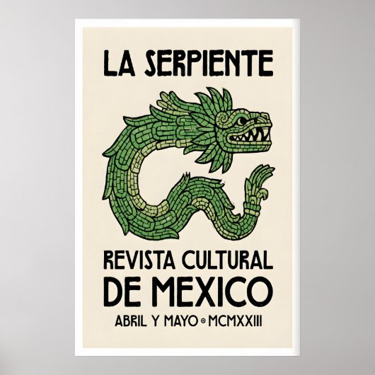Serpent Illustration Print Typography Wall Art ポスター (正面)