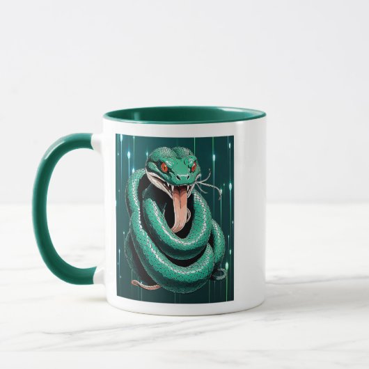 Serpent Vert aux Yeux Rouges. マグカップ (左)