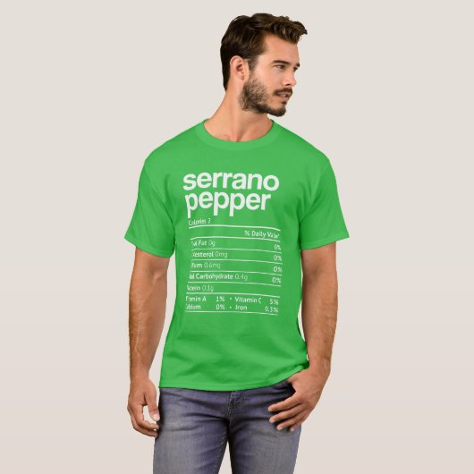 Serrano Pepper Nutrition Fact Funny Thanksgiving C Tシャツ (正面フル)