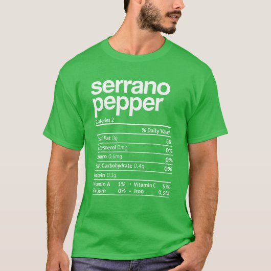 Serrano Pepper Nutrition Fact Funny Thanksgiving C Tシャツ (正面)