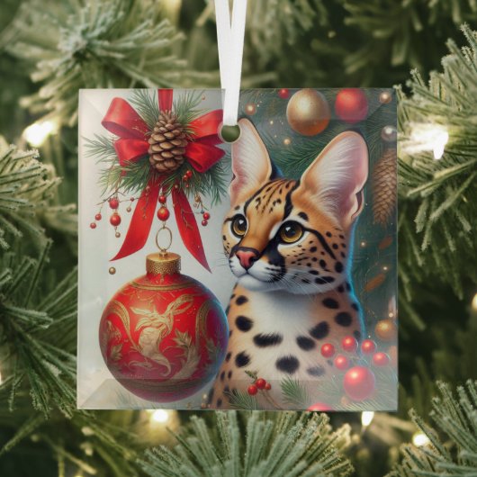 Serval Cat Glass Ornament  ガラスオーナメント (インサイチュ)