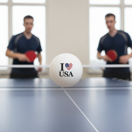 Serve Up Spirit: "I ❤️ USA" Ping Pong Ball 卓球ボール
