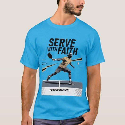 Serve With Faith Christian Pickleball  Tシャツ (正面)