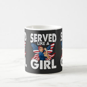 Served Like A Girl 女性退役軍人 ミリタリーウーマン コーヒーマグカップ