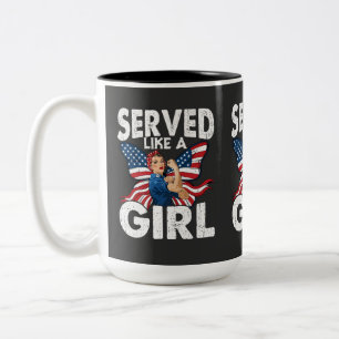 Served Like A Girl 女性退役軍人 ミリタリーウーマン ツートーンマグカップ