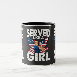 Served Like A Girl 女性退役軍人 ミリタリーウーマン ツートーンマグカップ