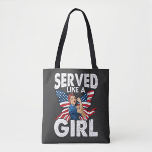Served Like A Girl 女性退役軍人 ミリタリー ウーマンズ トートバッグ