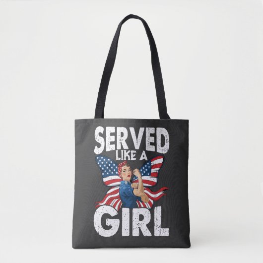 Served Like A Girl 女性退役軍人 ミリタリー ウーマンズ トートバッグ (正面)