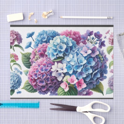servetten, decoupage, hydrangeas, crea 薄葉紙 (クラフト)