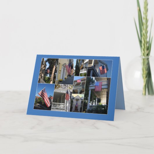 Service American Flag Collageに感謝 サンキューカード (正面)