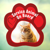 Service Animal On Board Paw Print Photo Cat ウィンドウサイン (シート3)