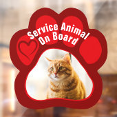 Service Animal On Board Paw Print Photo Cat ウィンドウサイン (シート2)