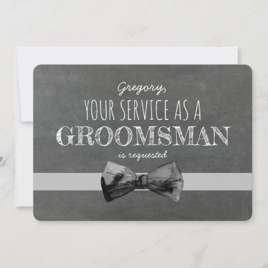 Service as a groomsman Requested – プロポーシおもしろいョン 招待状 (正面)