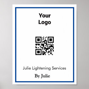 Service business card add your logo Q R code name ポスター