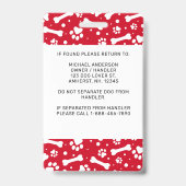 Service Dog ID パーソナライズされた Red Pawプリント写真 バッジ (裏面)