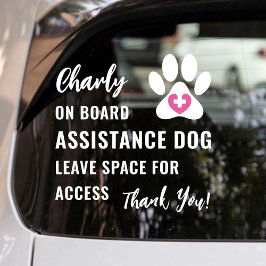 Service Dog on モダン Board Pink Medical Logo Car ウィンドウサイン