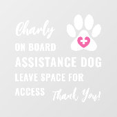Service Dog on モダン Board Pink Medical Logo Car ウィンドウサイン (シート)