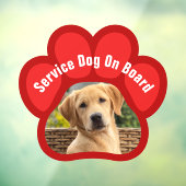 Service Dog On Board Paw Print Photo Red ウィンドウサイン (シート3)