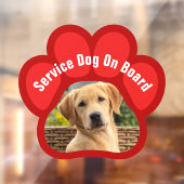 Service Dog On Board Paw Print Photo Red ウィンドウサイン (シート2)