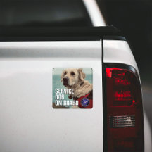 Service Dog on Board Photo Custom Text Car