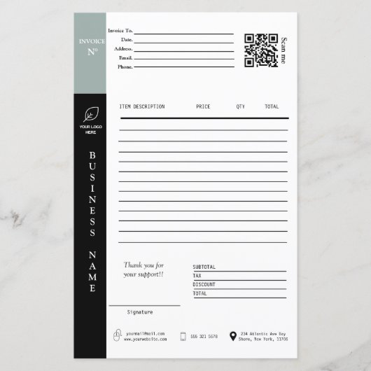 Service Invoice Sales Receipt Small Business (正面)
