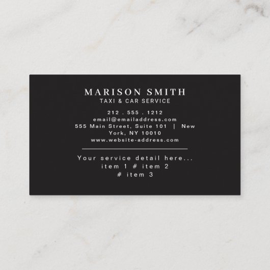 Service Luxury Transportation  名刺 (裏面)