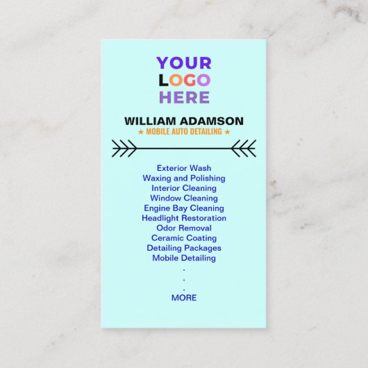 Services of Auto Detailing, Auto Repair Logo 名刺 (裏面)