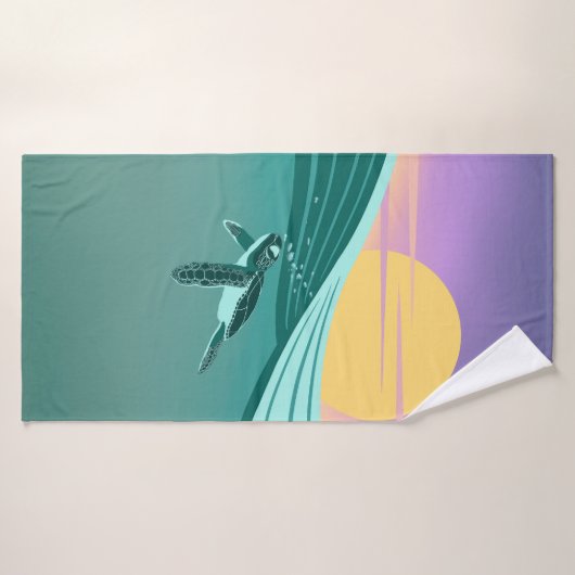 Serviette de bain motif océan tortue バスタオルセット (バスタオル)