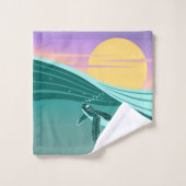 Serviette de bain motif océan tortue バスタオルセット (ウォッシュタオル)