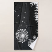 Serviette de bain Pissenlit noir et blanc バスタオル (バスタオル)