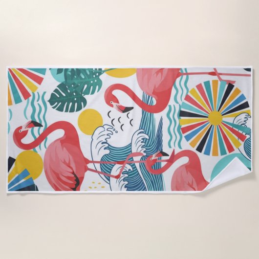 serviette de plage "Flamingo Rose" 🌸🦩 ビーチタオル (正面)