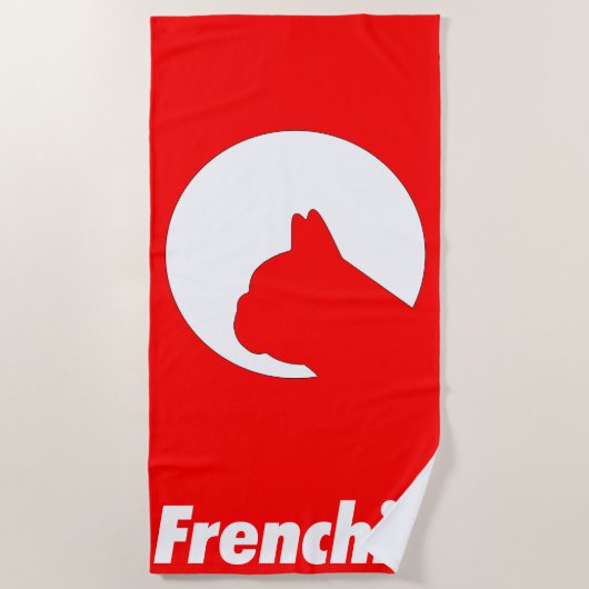 Serviette de Plage ou de Sport frenchie ビーチタオル (正面)
