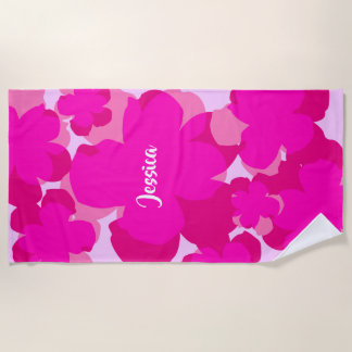 Serviette de plage Popflower rose ビーチタオル
