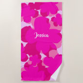 Serviette de plage Popflower rose ビーチタオル (正面)