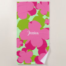 Serviette de plage Popflower rose/vert