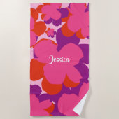 Serviette de plage Popflower rose/violet ビーチタオル (正面)