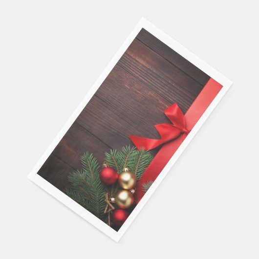 Serviette en Papier "Bois et Ruban Rouge"  (コーナー)