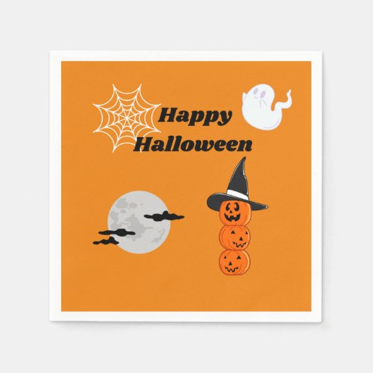 Serviette en papier happy halloween スタンダードカクテルナプキン (正面)