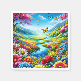 Serviette en papier jolie fleurs スタンダードカクテルナプキン