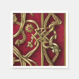 Serviette en papier médiévale rouge et or スタンダードカクテルナプキン